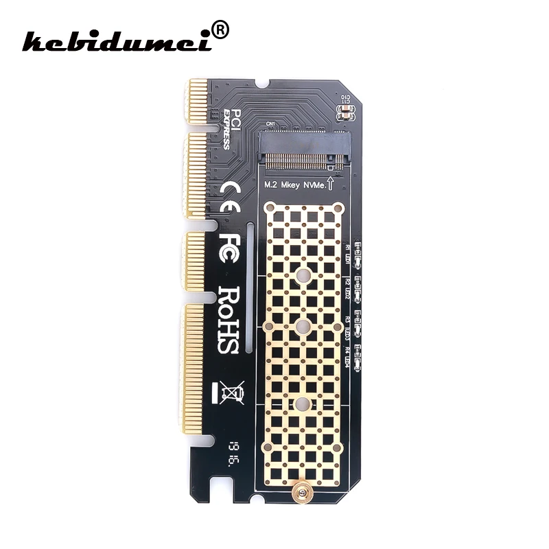 

kebidumei Aluminium Alloy Shell Led Expansion Card Computer Adapter Interface M.2 NVMe SSD To PCIE 3.0 X16 for Windows7/8