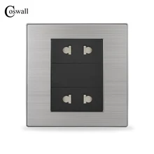 COSWALL Универсальная Розетка с 4 отверстиями, роскошная настенная розетка, электрическая розетка из нержавеющей стали с защитной дверью для детей