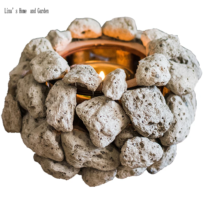 pelelith handmade mini table version Natural Stone Candle Holders (6)
