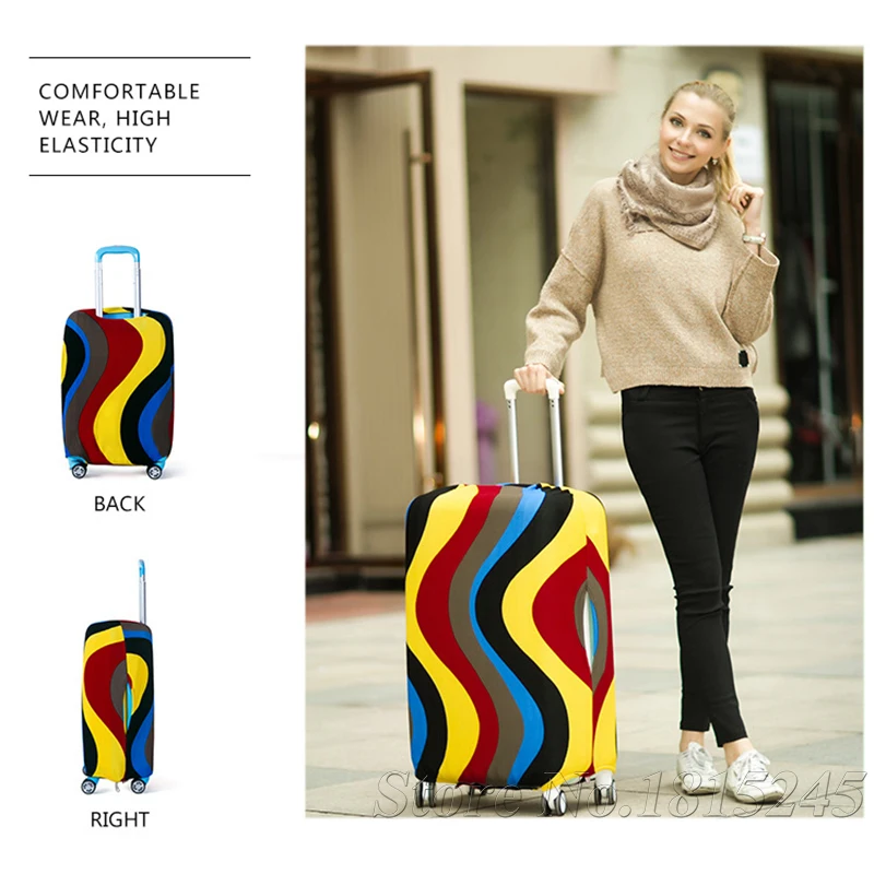 Unique Anti Dust Travel Luggage Cover Durable Stretch Print Fabric