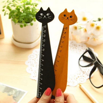 

Cute Cat Shape Math Black Yellow Ruler Learning Wood Animal Educational Straight Ruler Brain Teaser Gift for Kids 15cm Kids Toys