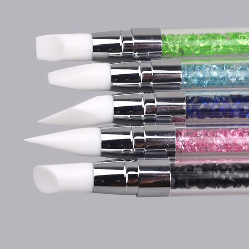 

Women's Fashion 1Pcs Pencil Strass Head Nail Art Brush Nail Silicone Brushes With Acrylic Strap Drop Shipping 3M28