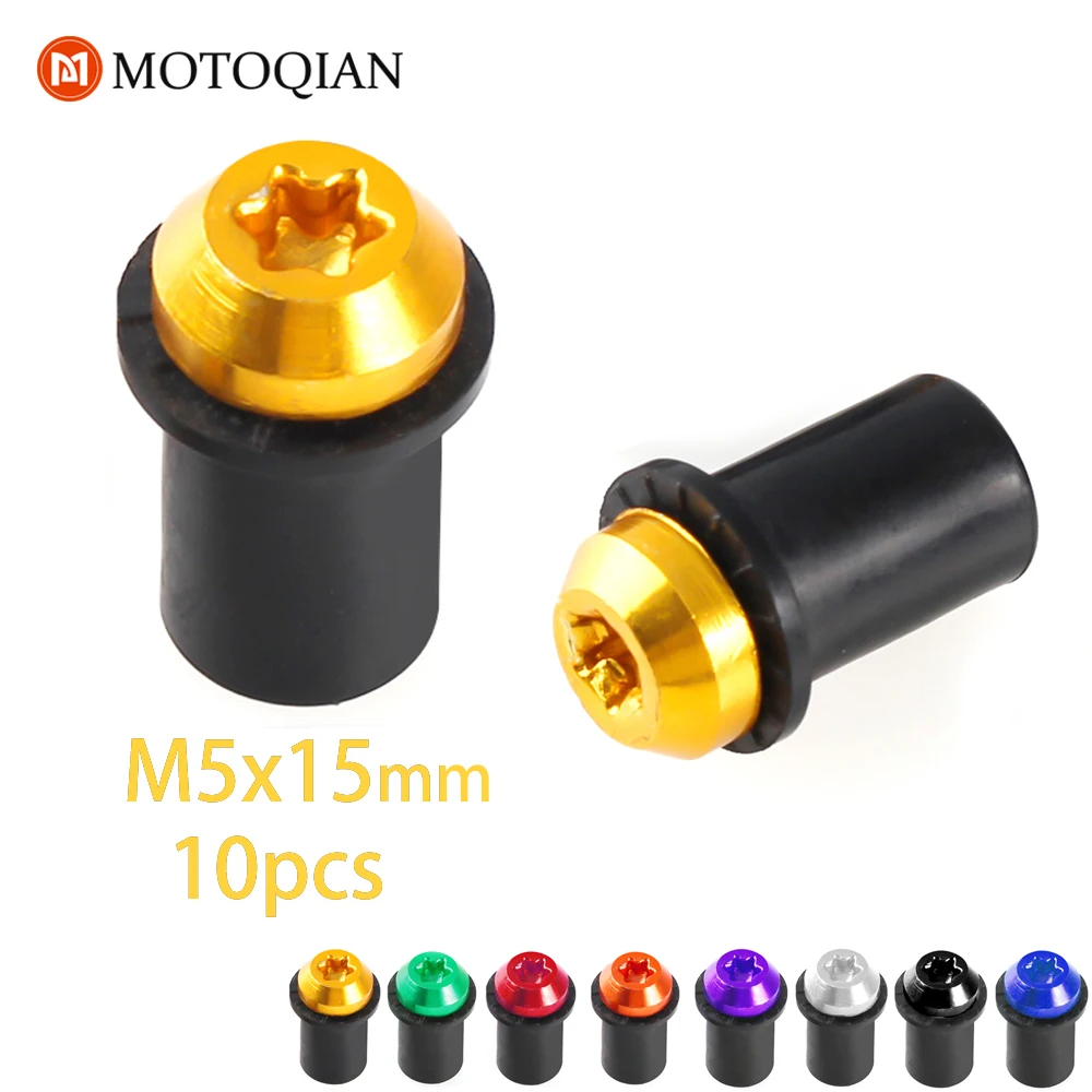 

10Pcs Universal Motorcycle Nuts Bolts for Windscreen Windshield Fairing Screws M5*15mm Aluminum 8 Colors Motorbike Accessories