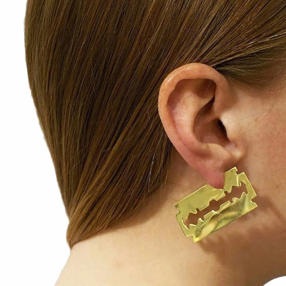 

Punk Style Stainless Steel Razor Blade Earings Fashion Jewelry For Women Brincos Bijoux Best Friend Gifts #264843