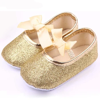 

Mottelee Golden Color Baby Shoes Newborn Baby Bling Sneaker Antislip Moccasins Cute First walker for toddler