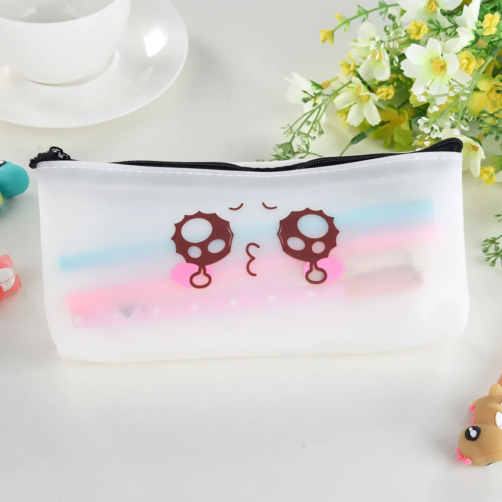 Simple Jelly Pen Pencil Case Cosmetic Bag Travel Makeup Bag High