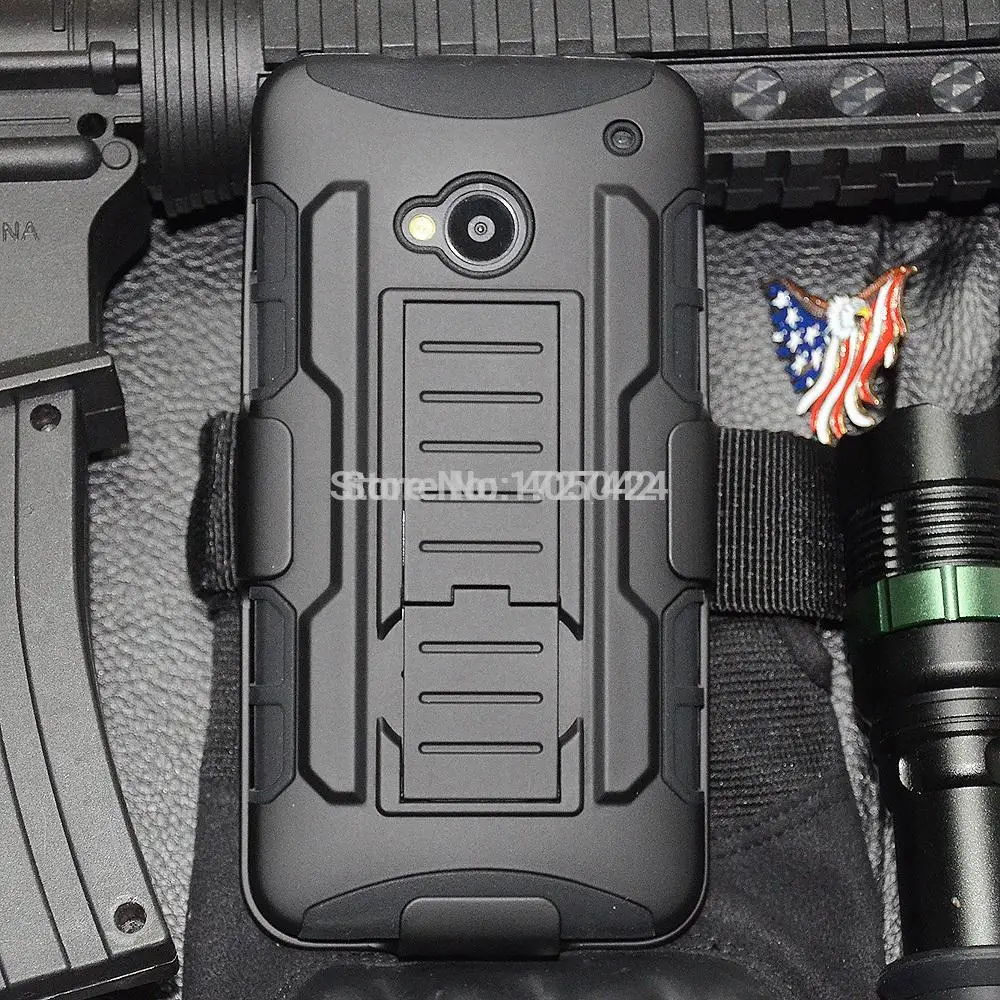 4in1 Black Rugged Silicon Hybrid Protective Armor Impact Case + Holster