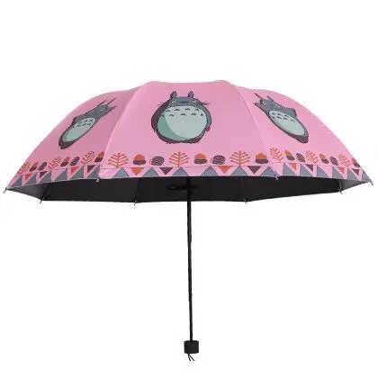 Зонт от солнца Totoro с серебряным покрытием зонтик УФ лучей дождя три складных|sunshade