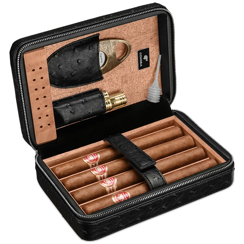 cigar box set humidor 4 sticks with sharpness cigar cutter portable windproof lighter CA 0309in