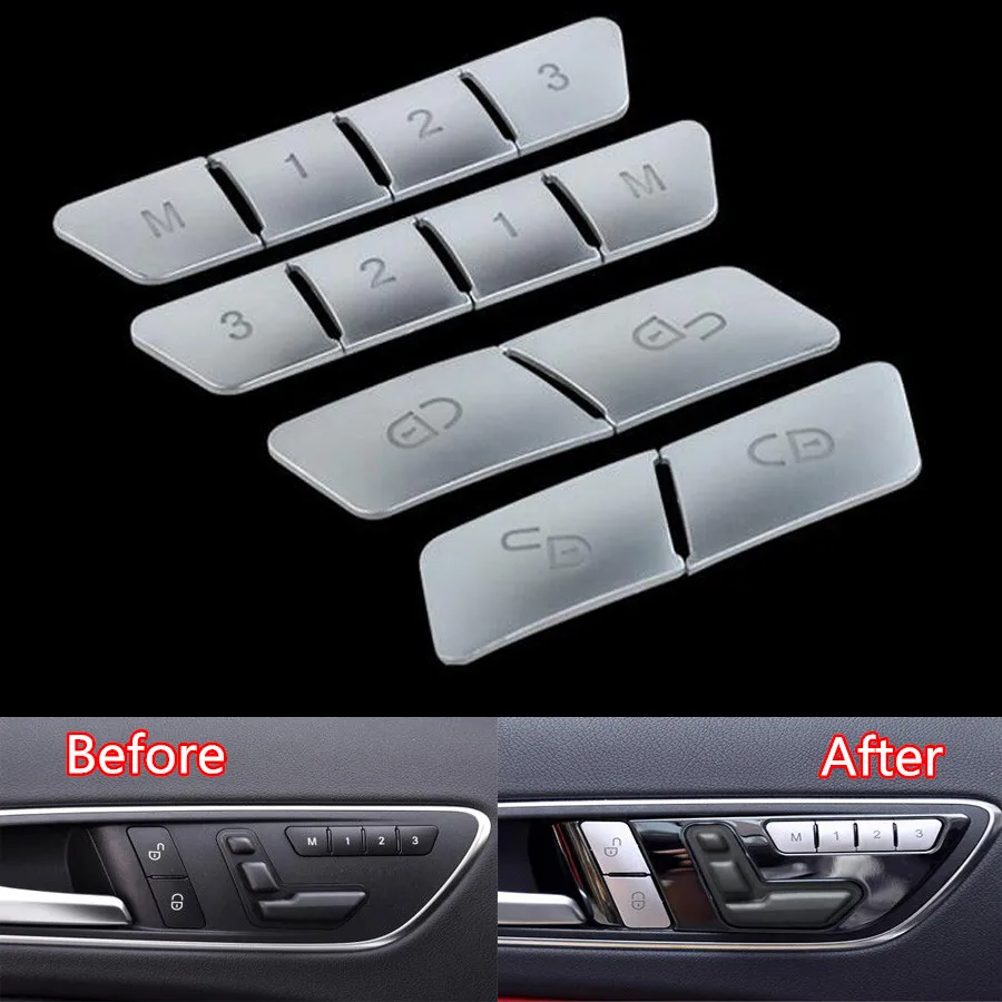 

12x Car Door Memory Seat Lock Unlock Adjust Switch Button Cover Trim Sticker For Mercedes Benz CLA/GLA/GLK/GLE/CLS/GL/ML/A/B/E