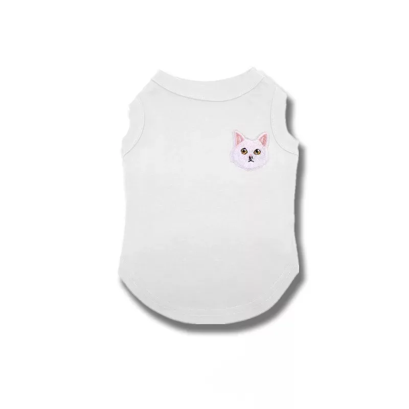 Модная летняя футболка с котом жилет с французским бульдогом одежда для домашних животных Одежда для собак Одежда для домашних животных Одежда для кошек костюм для мопса GZC03 - Цвет: White White Cat