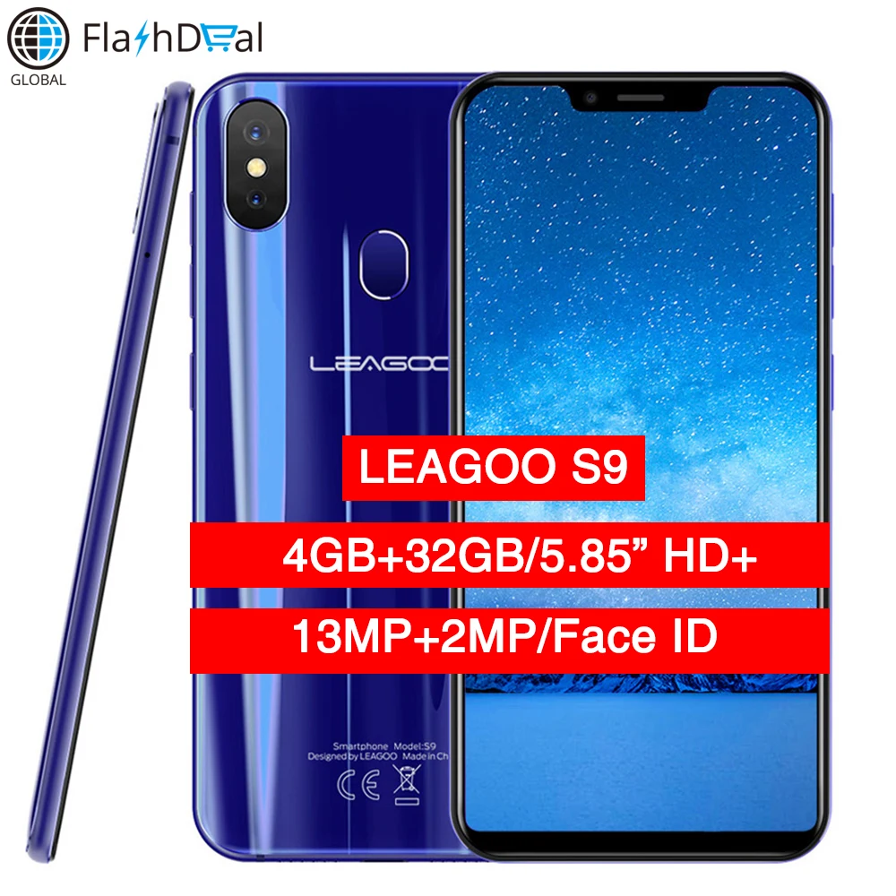 

LEAGOO S9 Android 8.1 Octa Core Smartphone 4GB RAM 32GB ROM 5.85" HD+ IPS MTIK6750 13MP Dual Rear Camera 3300mAh 4G Mobile Phone