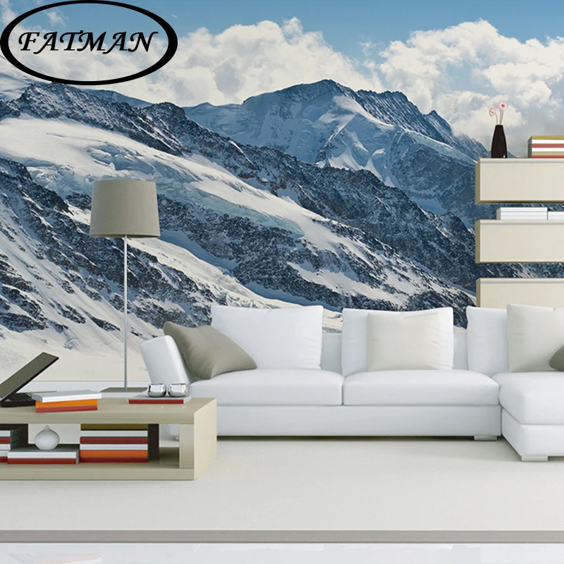 

Custom photo wallpaper blue sky snow mountain mural natural scenery wallpaper mural bedroom sofa TV backdrop wallpaper