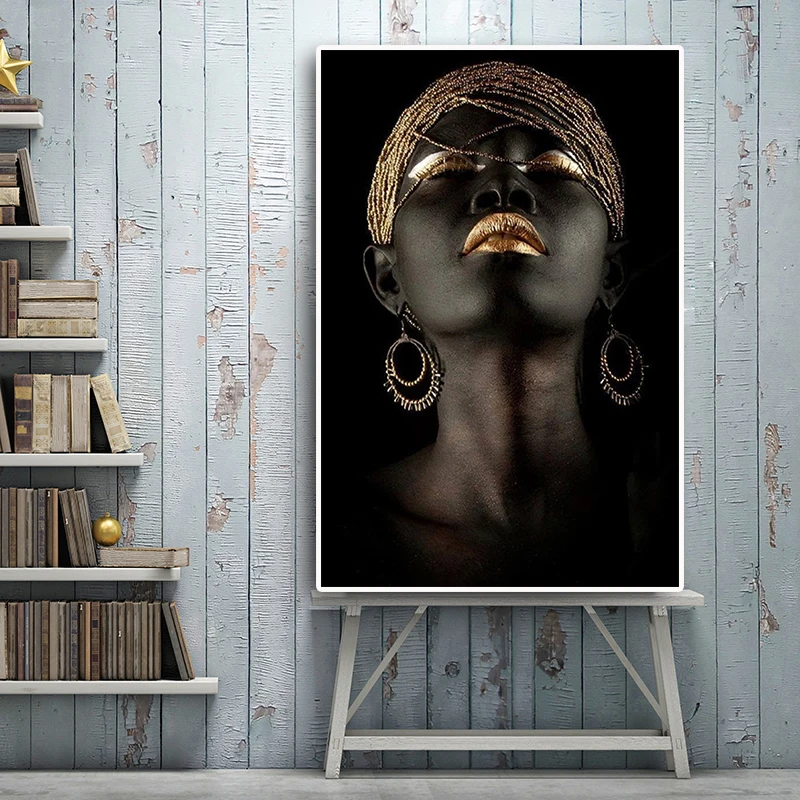 African Woman Oil Painting on Canvas Posters - Minimalist Nordic