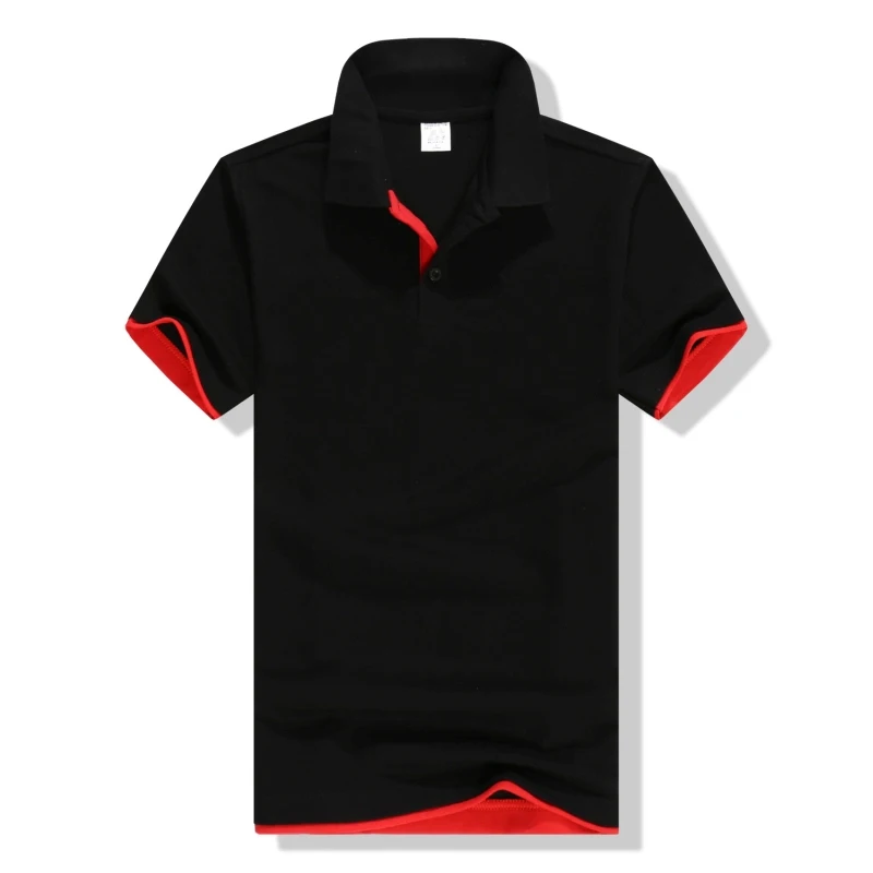 Black-red Индивидуальная рубашка поло индивидуальный дизайн печати фото логотип индивидуальная униформа для компании команда унисекс короткий рукав хлопковые рубашки-поло - Цвет: Black-red