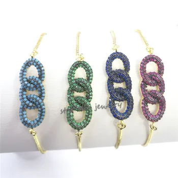 

10pcs/lot 2019 New Jewelry Gold Charm Link Chain Bracelet Adjustable Fahion Rainbow Jewelry