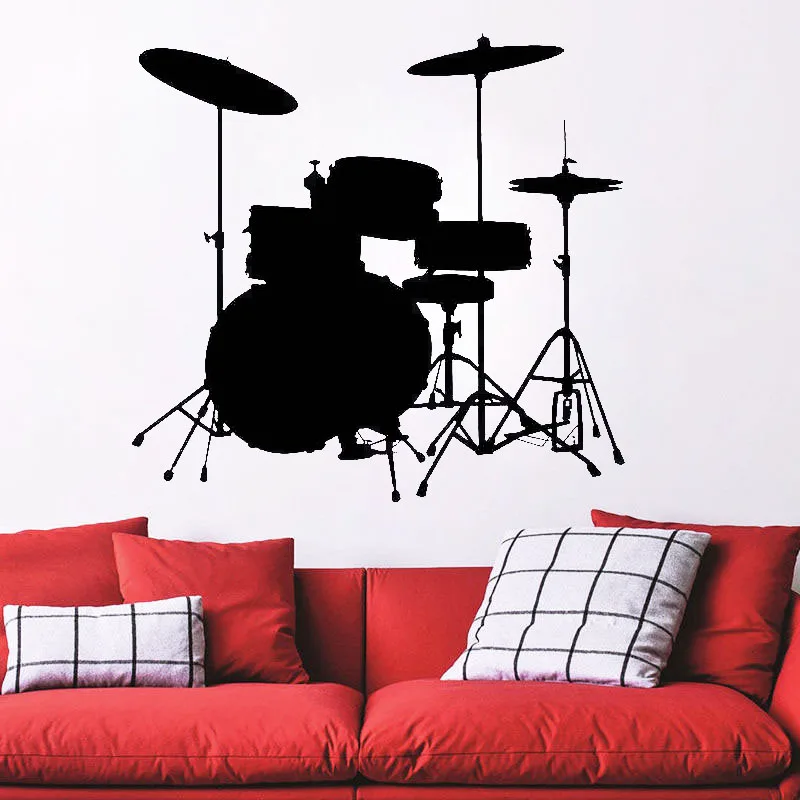 Drum Set Art Silhouette Wall Decals Home Decorative Art Wall Murals