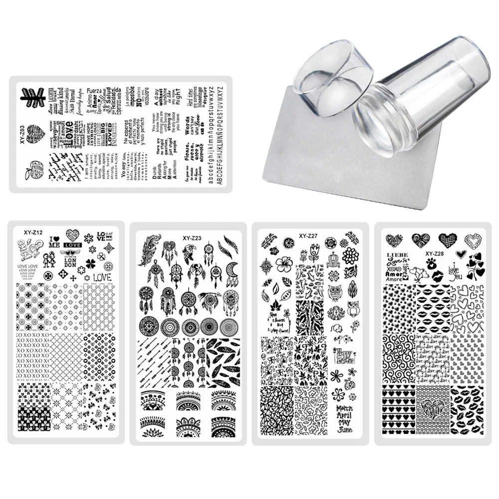 5pcs New Nail Stamping Plates Nail Stencil Stamp Template Image Lip
