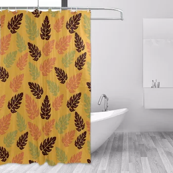 

152x183cm Shower Curtain Waterproof With Hooks Mildew Mold Resistant Polyester Shower Curtains Leaves Bathtub Curtain