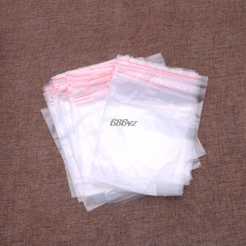 

100pcs Clear Plastic Resealable Cellophane Small Bag Packing Storage Seal Bags Jewelry Ziplock Zip Lock Poly Bags 8 Sizes #C60Y#