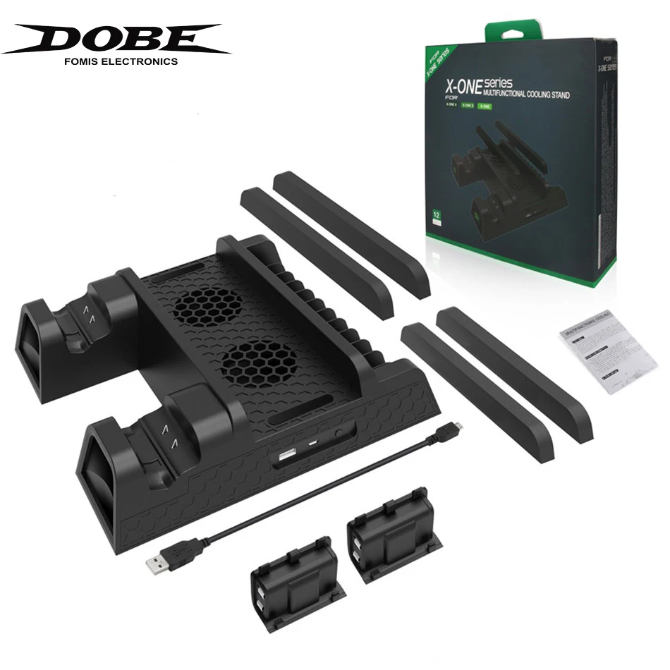 

DOBE Vertical Cooler Stand For Xbox ONE/S/X Cooler Cooling Fan With 2×600mAh Batteries Dual Charger Controller Stands IV-X0011.