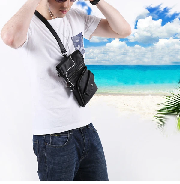 Bullcaptain® Men Genuine Leather Multifunction Crossbody Bag Shoulder Bag Chest Pack Waist Bag