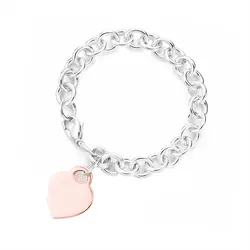 SHINEXIN 1:1 S925 Стерлинговое Серебро оригинальный TIFF розовый кулон в форме сердца браслет для женщин ювелирные изделия высокого качества