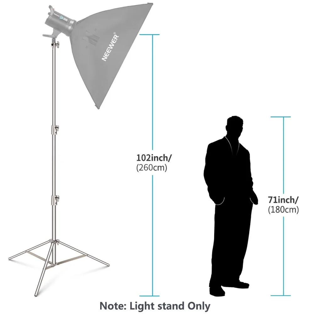  Neewer Stainless Steel Light Stand 102 inches/260 cm Heavy Duty for Studio Softbox Monolight and Ot