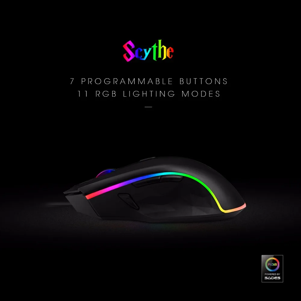 SADES Scythe S17 игровая мышь проводная USB 3000 dpi 7 программируемых кнопок 11 RGB Освещение оптоэлектронный