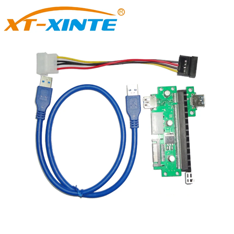 XT-XINTE PCI-E X1 to X16 Extension Riser Card PCIE USB3.0 Graphics Display Cable Extension Adapter Card for Mining BTC Miner