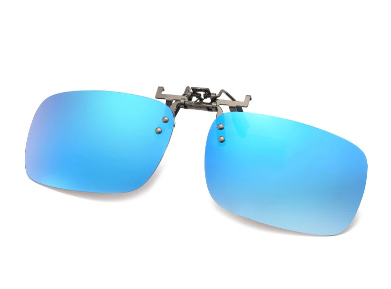 Blue Lens Мужские поляризованные солнцезащитные очки с металлическими клипсами, женские квадратные оправы, откидные солнцезащитные очки с линзами, мужские очки с клипсами, uv400, высокое качество - Цвет линз: Blue Lens