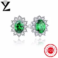 Pendientes de la vendimia para las mujeres reales 925 pendientes de plata esterlina creado esmeralda verde natural de piedra noble joyas de estilo