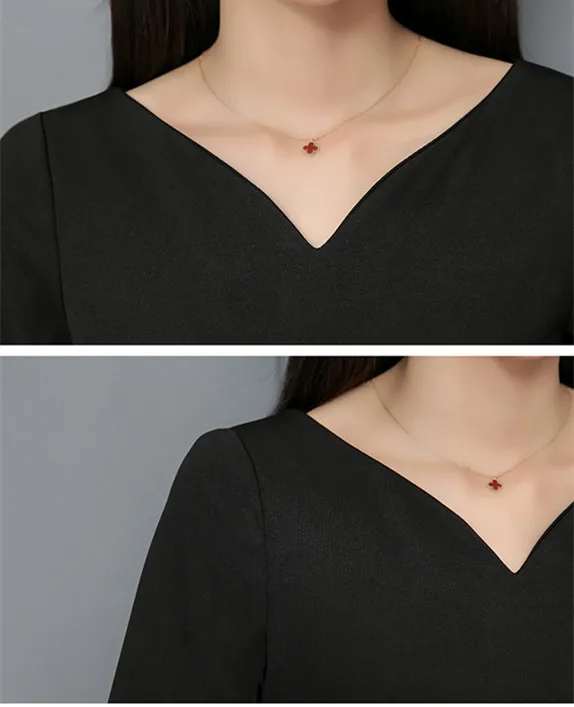 Women Black Dress V-Collar Elegant Dresses Evening Party Clothes Half Sleeve Sexy A Style Dress Women 2018 New AS154 (5)