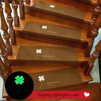 

yazi Non-slip Luminous Stair Mat Carpet Self-adhesive European Pastoral Floral Rug Living Room Soft Stairway Step Mat