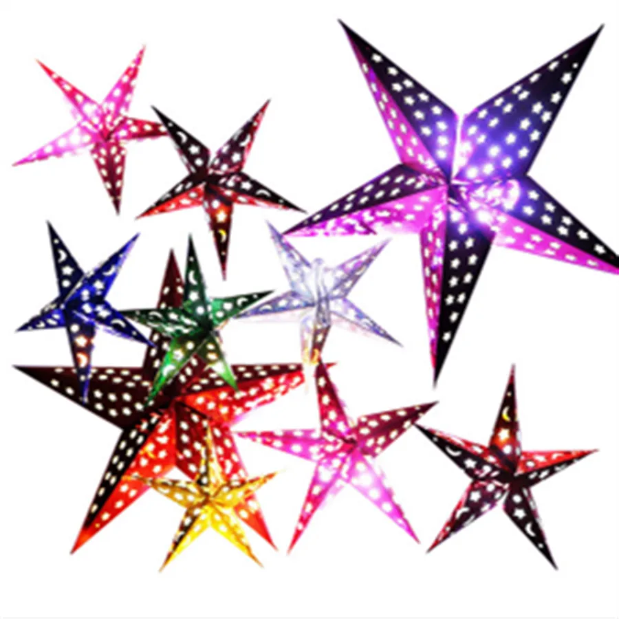 

1PC/SET 45cm Shiny Star Paper lampshade lanterns Star Shape Party Decor Craft For Wedding Party Christmas Lampshade Decoration