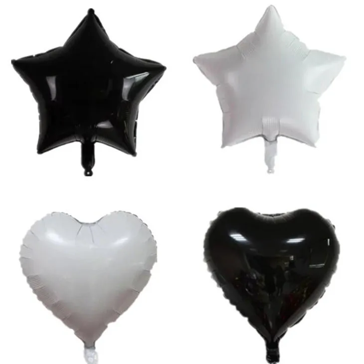 

5 Pcs/set Cute 18 inch Black White Star Heart Foil Balloons Wedding Birthday Party Love Heart Balloons Decor Supplies Toys