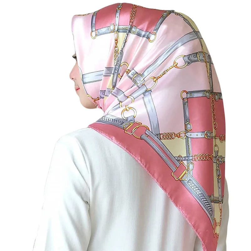 Женский модный сатиновый хиджаб принтованный хиджаб исламский мусульманский женский головной шарф женский тудун Шелковый платок тюрбан