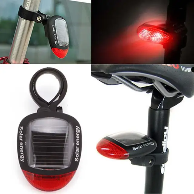 Bike Light Solar Powered LED Rear Flashing Tail Light for Bicycle
