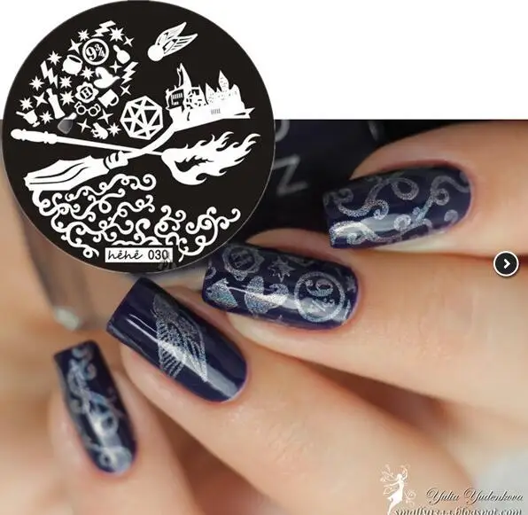 

Nail Art Stamping Plate Template Magic Broom Hat Castle Stamp Template Image Plate hehe030