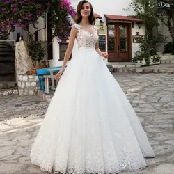 Vestidos De Novia 2019 новое поступление с аппликацией из кружева и тюля свадебное элегантное бальное платье без рукавов свадебное платье