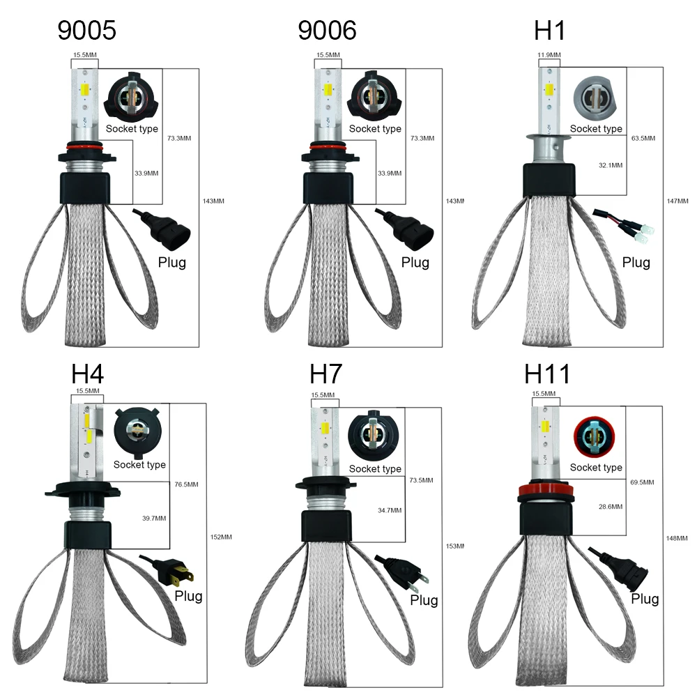 Новые 3 Цвет H4 Светодиодные Автомобильные фары 3000 K 4300 6000 H7 светодиодные 12 V H1 H8 H9