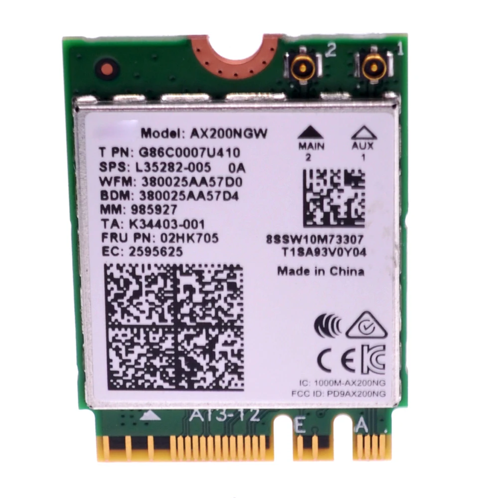 AX200NGW 802.11ax 2,4 Гбит/с Настольный беспроводной WLAN PCI-e WiFi адаптер Bluetooth 5,0 с 2 x 8dBi антенна для Intel Wi-Fi 6 AX200