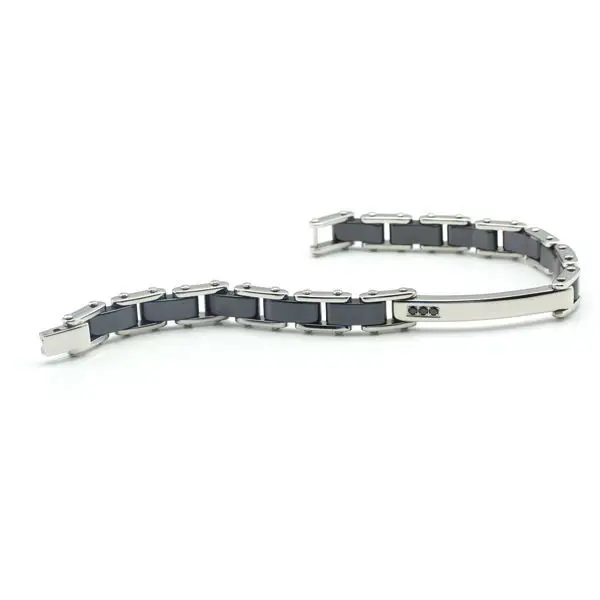 Браслет керамический с черными фианитами нержавеющая сталь 316L CE014B|bracelet strand|bracelet