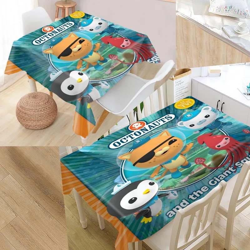 Octonauts мультяшная скатерть на заказ, ткань Оксфорд, прямоугольная, водонепроницаемая, маслостойкая Скатерть, семейные вечерние скатерти