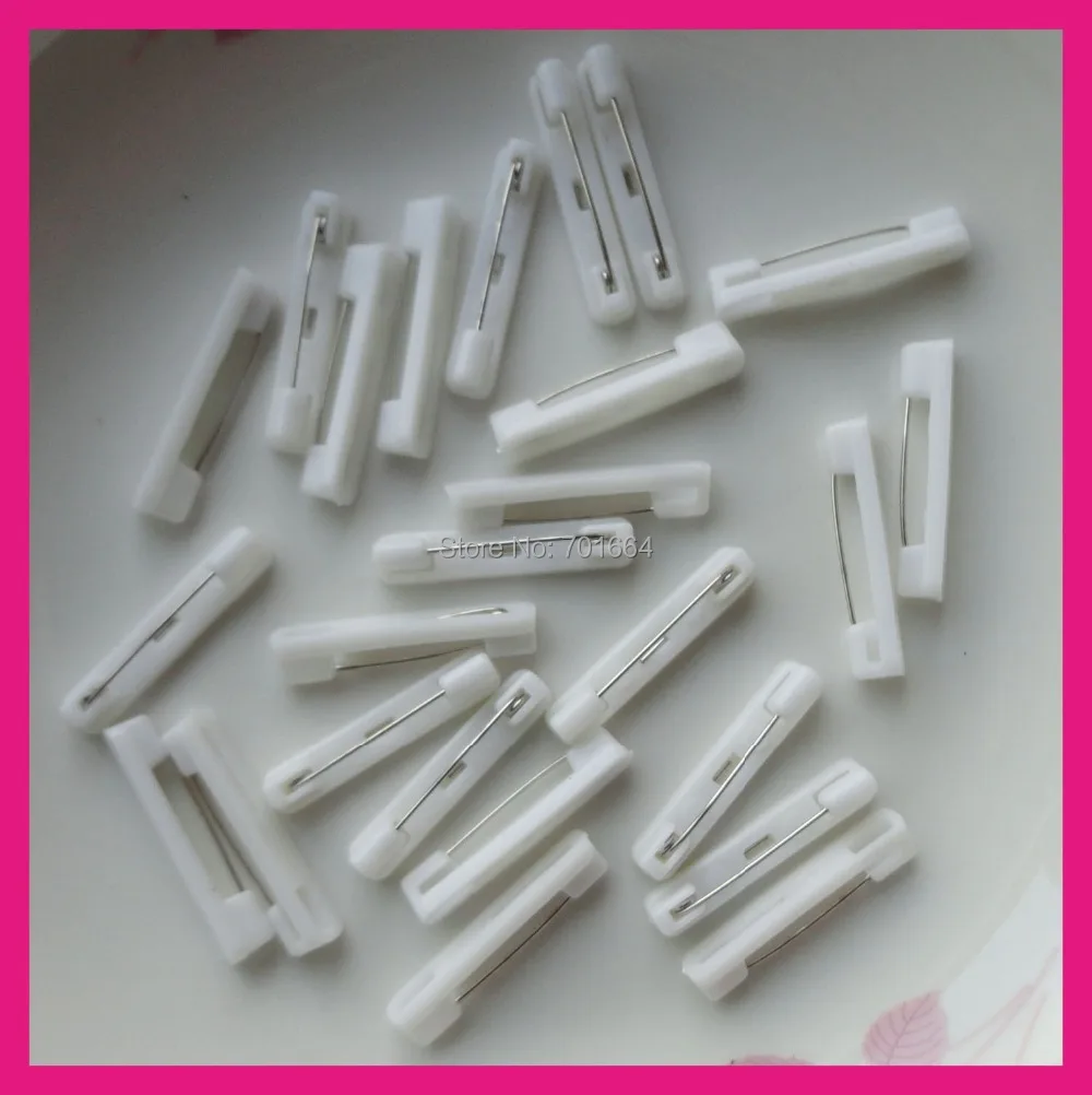 

200PCS 3.0cm 1.15" white plain plastic pin back suitable to brooches badge,30mm plastic safety pins,Bargarin for Bulk