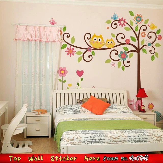 Grande Cartone Animato Carino Gufi Saggi Alberi Wall Sticker Per ... Grande Cartone Animato Carino Gufi Saggi Alberi Wall Sticker Per ...