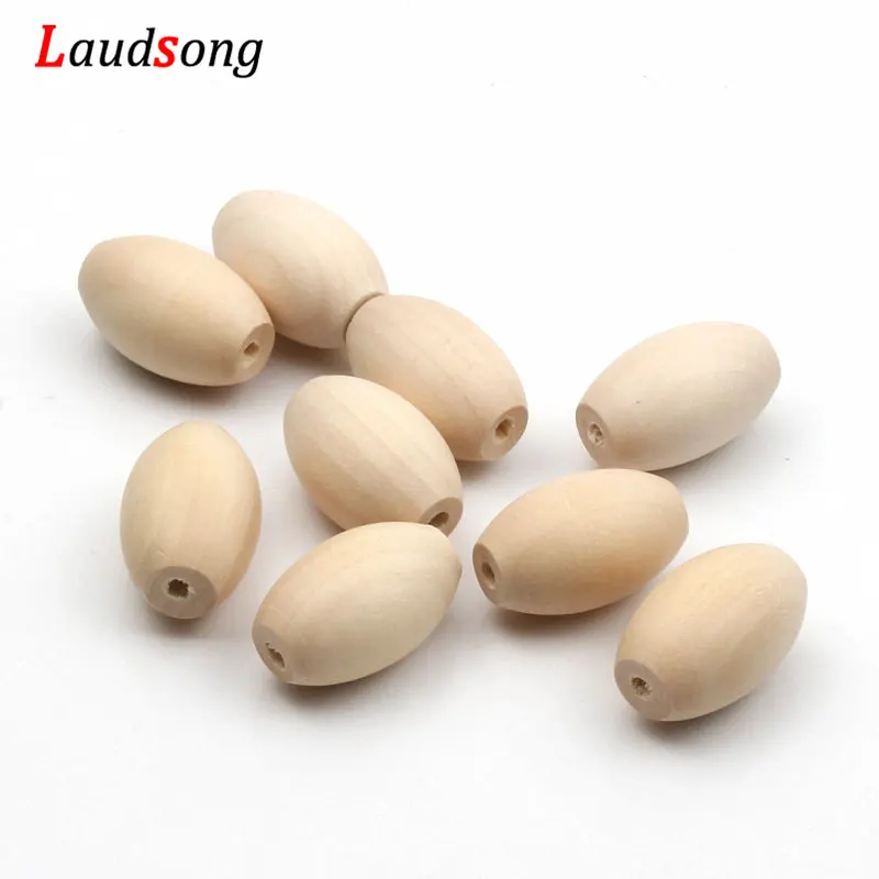 

10Pcs 16x25mm Natural Wood Oval Beads Ball Lead-free Wooden Beads For Jewelry Making Fit Children Teething Toys