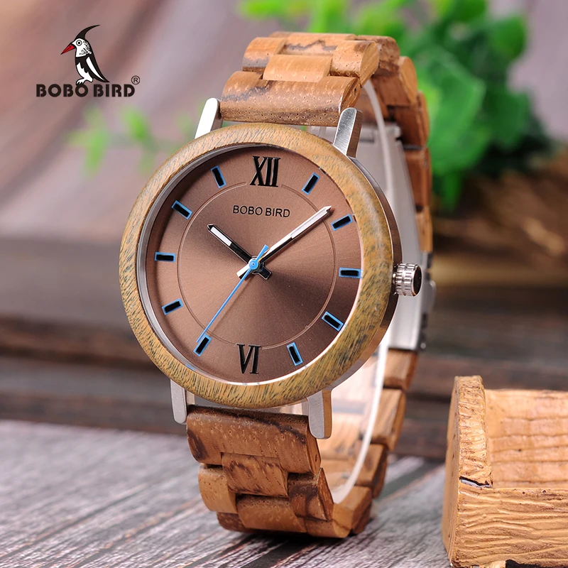 BOBO BIRD relogio masculino Wooden Watches Men Timepieces Quartz Analog Luxury Gifts Wristwatch Male Relogio C-dQ07