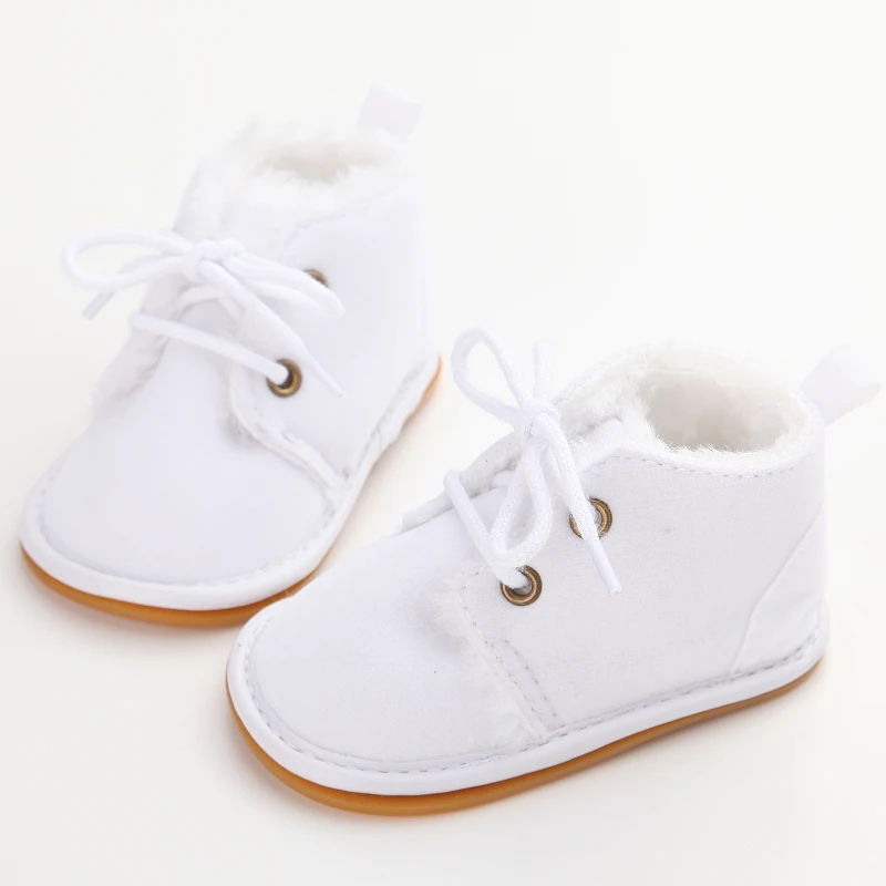 Delebao/хлопковая обувь для малышей; однотонная Обувь На Шнуровке; сезон осень-зима; Теплая обувь для маленьких девочек; Высококачественная резиновая обувь для первых шагов