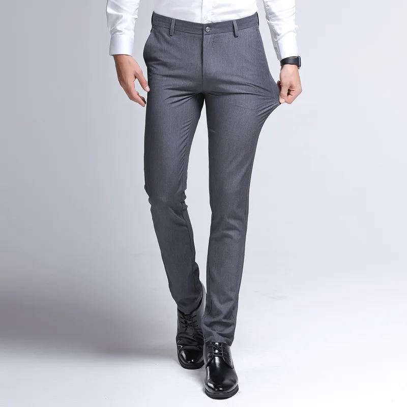 

ICPANS Formal Mens Trousers Office Spring Stretch Slim Dress Pants Me Leisure Work Suit Pant Black Khaki Male Clothes